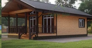Проект одноэтажного дома из бруса с террасой - Строительство в Щекино от Строй-Кно от 133783 руб.